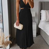 Valeria | Vestido maxi plisado de silhueta fluida