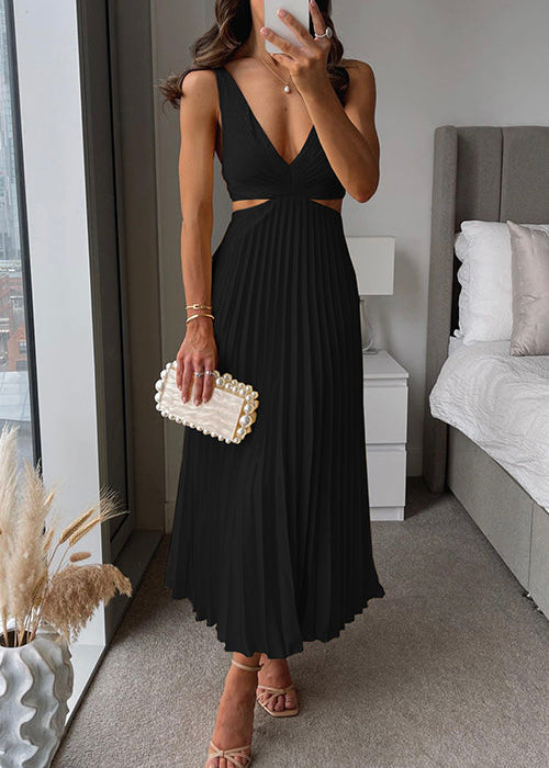 Valeria | Vestido maxi plisado de silhueta fluida