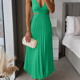 Valeria | Vestido maxi plisado de silhueta fluida