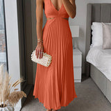 Valeria | Vestido maxi plisado de silhueta fluida