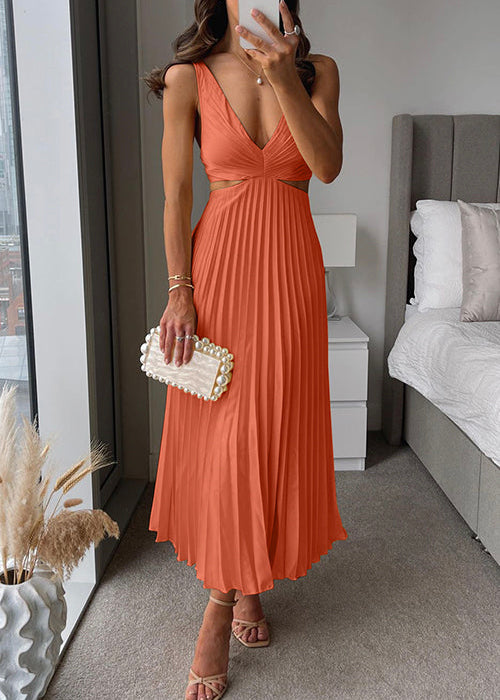 Valeria | Vestido maxi plisado de silhueta fluida