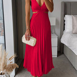 Valeria | Vestido maxi plisado de silhueta fluida
