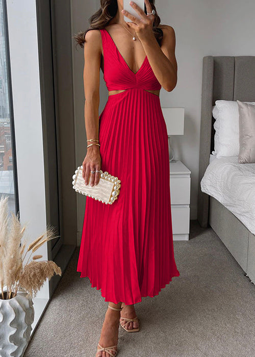 Valeria | Vestido maxi plisado de silhueta fluida