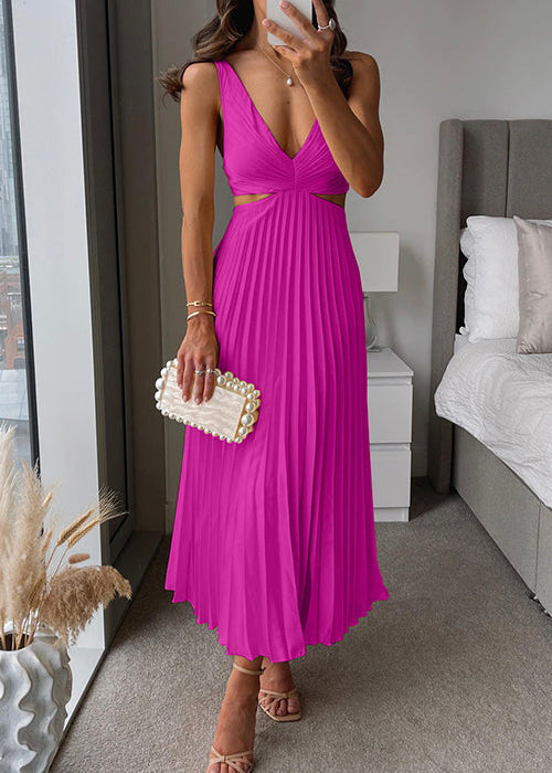 Valeria | Vestido maxi plisado de silhueta fluida