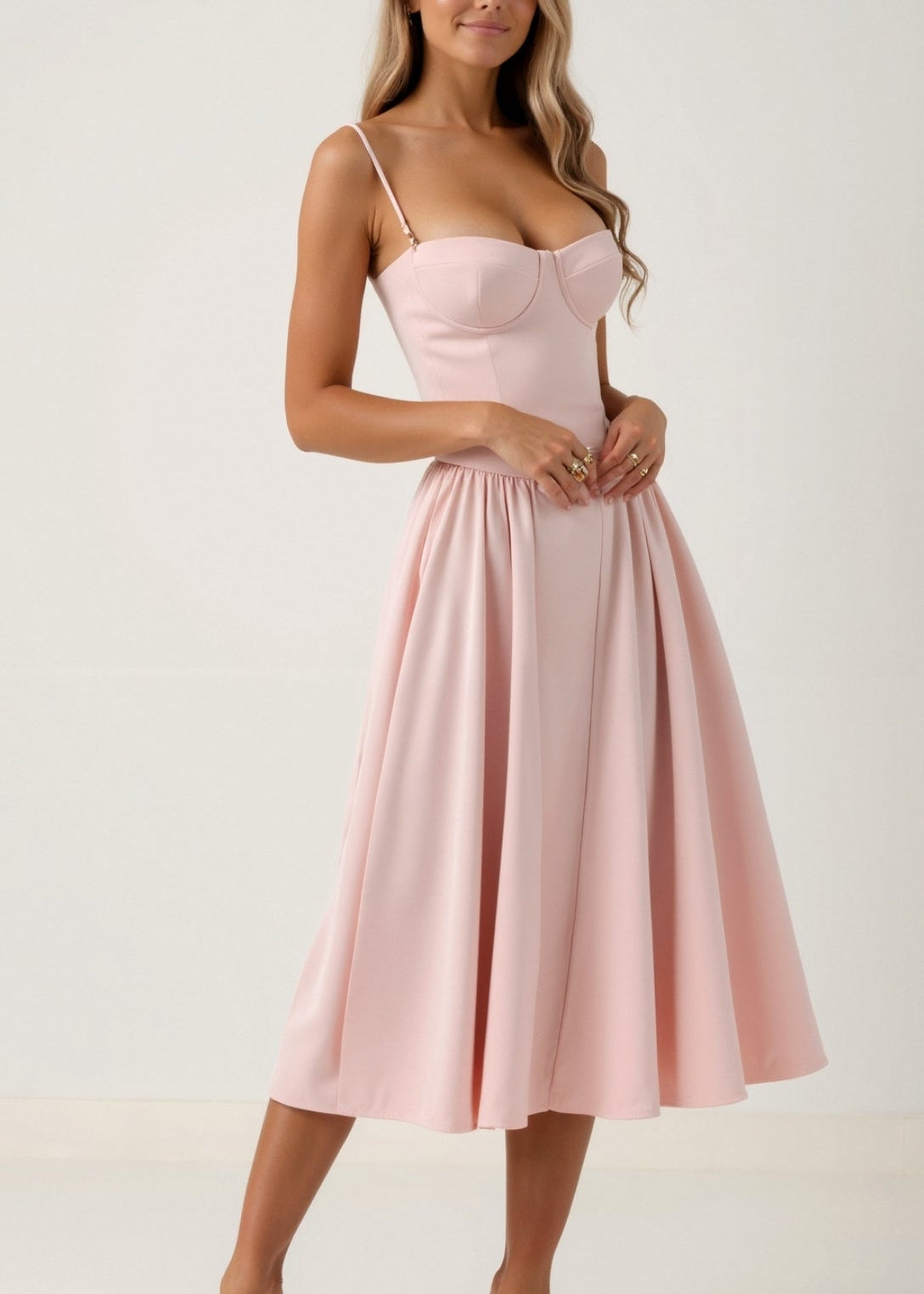 Odete - Vestido midi corpete estruturado