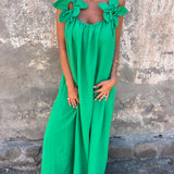 Kika | Vestido feminino de cor sólida com padrão floral