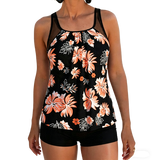 Tankini estampado com barriga coberta