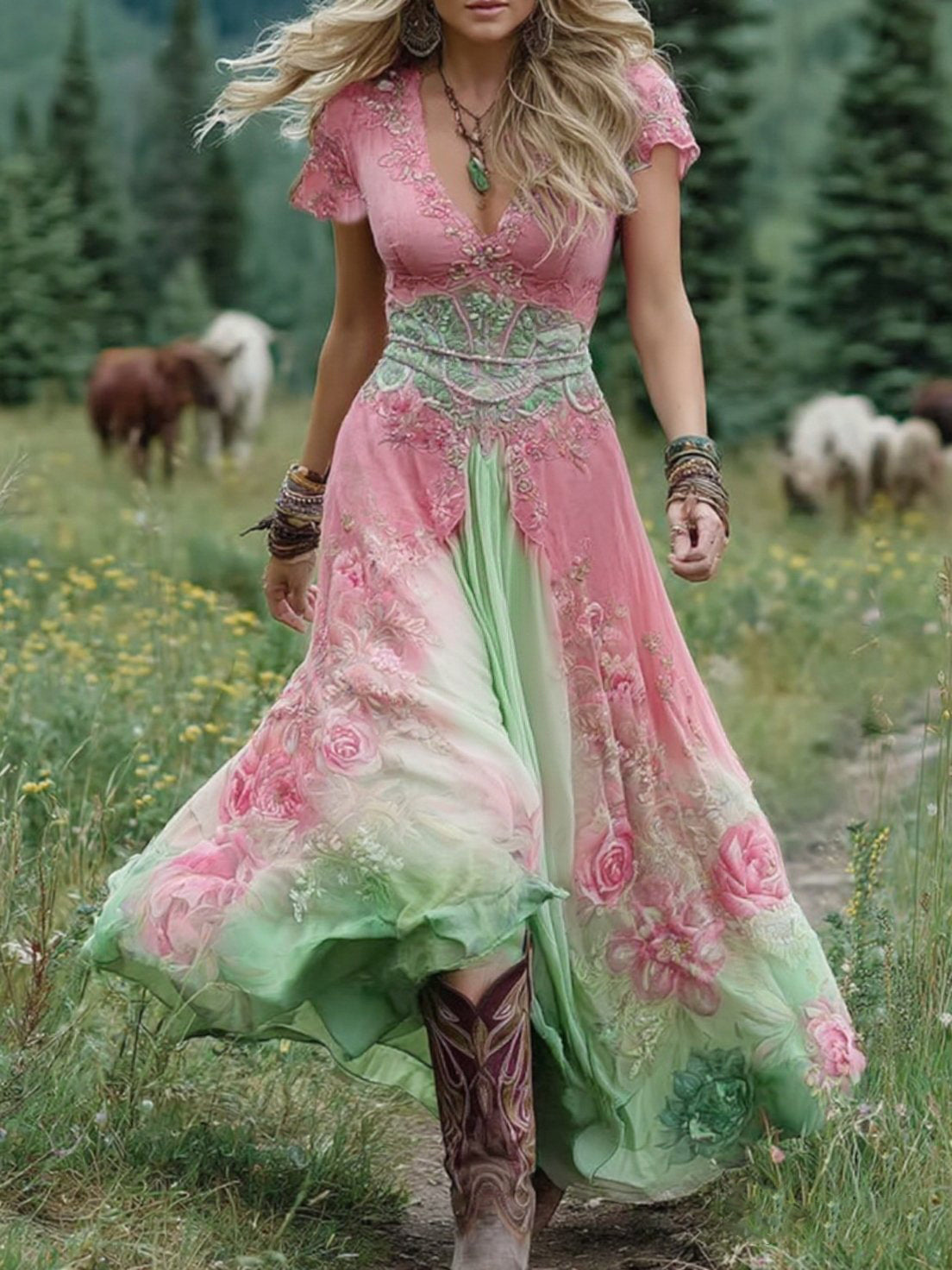 Serena - Vestido Maxi Curto Floral