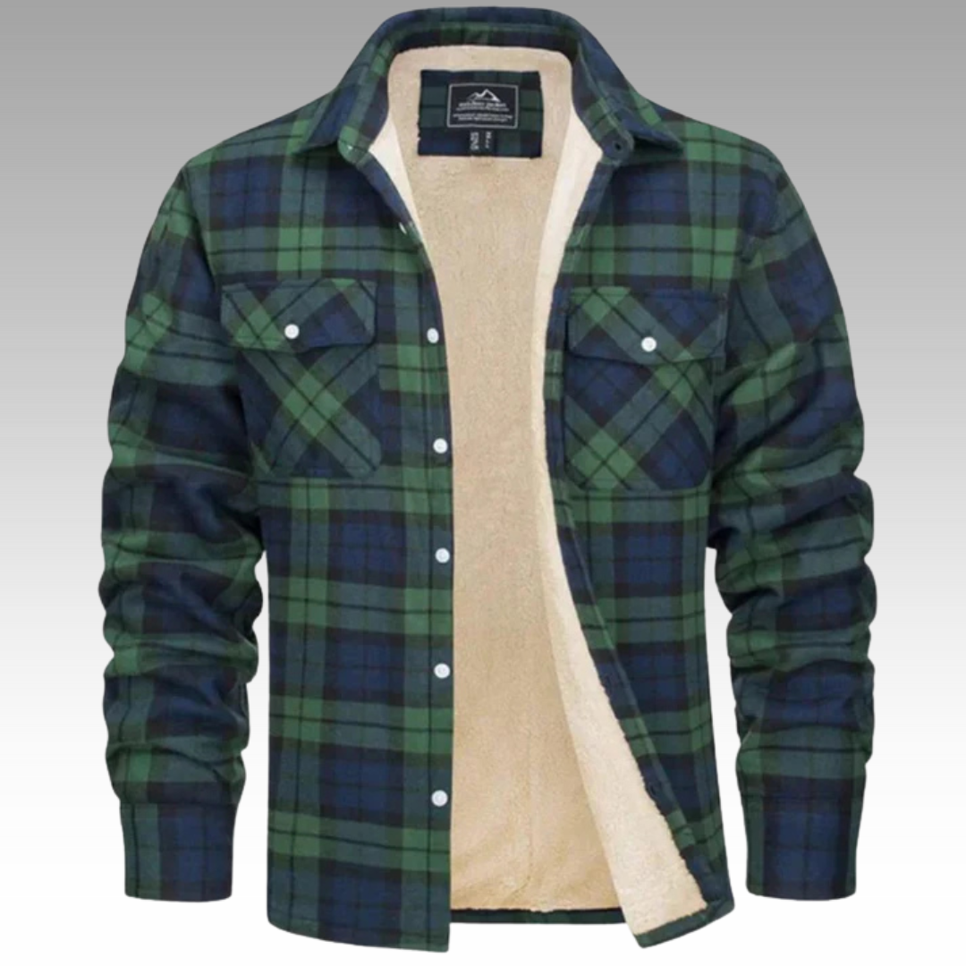 Tiago - Casaco Trucker Riscas Fleece