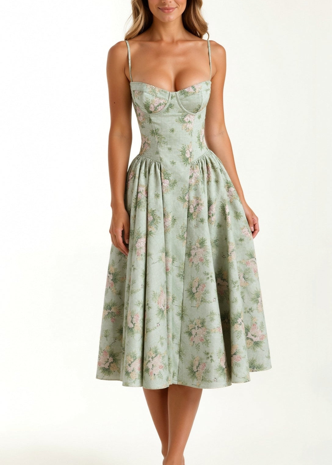 Odete - Vestido midi corpete estruturado