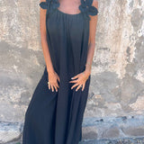 Kika | Vestido feminino de cor sólida com padrão floral