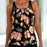 Tankini estampado com barriga coberta