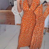 Matilde | Vestido Maxi de Algodão Leopardo