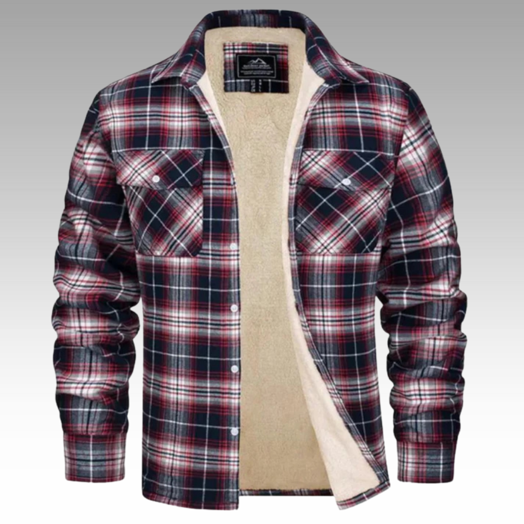 Tiago - Casaco Trucker Riscas Fleece