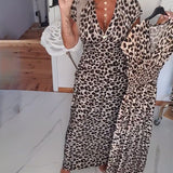 Matilde | Vestido Maxi de Algodão Leopardo
