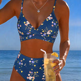 Biquíni sexy cruzado com estampa floral