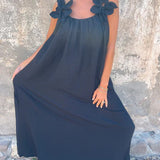 Kika | Vestido feminino de cor sólida com padrão floral