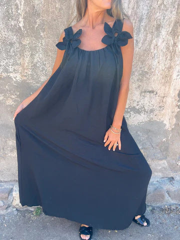 Kika | Vestido feminino de cor sólida com padrão floral
