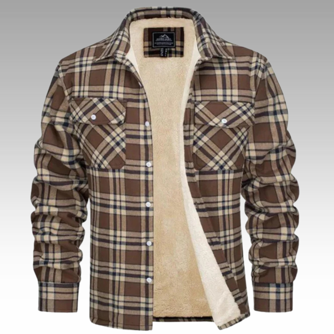 Tiago - Casaco Trucker Riscas Fleece
