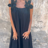 Kika | Vestido feminino de cor sólida com padrão floral
