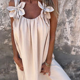 Kika | Vestido feminino de cor sólida com padrão floral