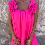 Kika | Vestido feminino de cor sólida com padrão floral