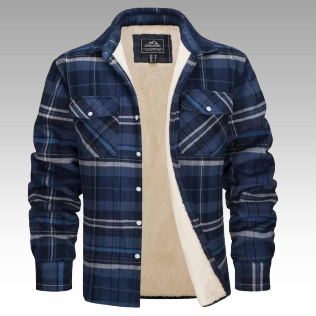 Tiago - Casaco Trucker Riscas Fleece