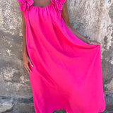 Kika | Vestido feminino de cor sólida com padrão floral