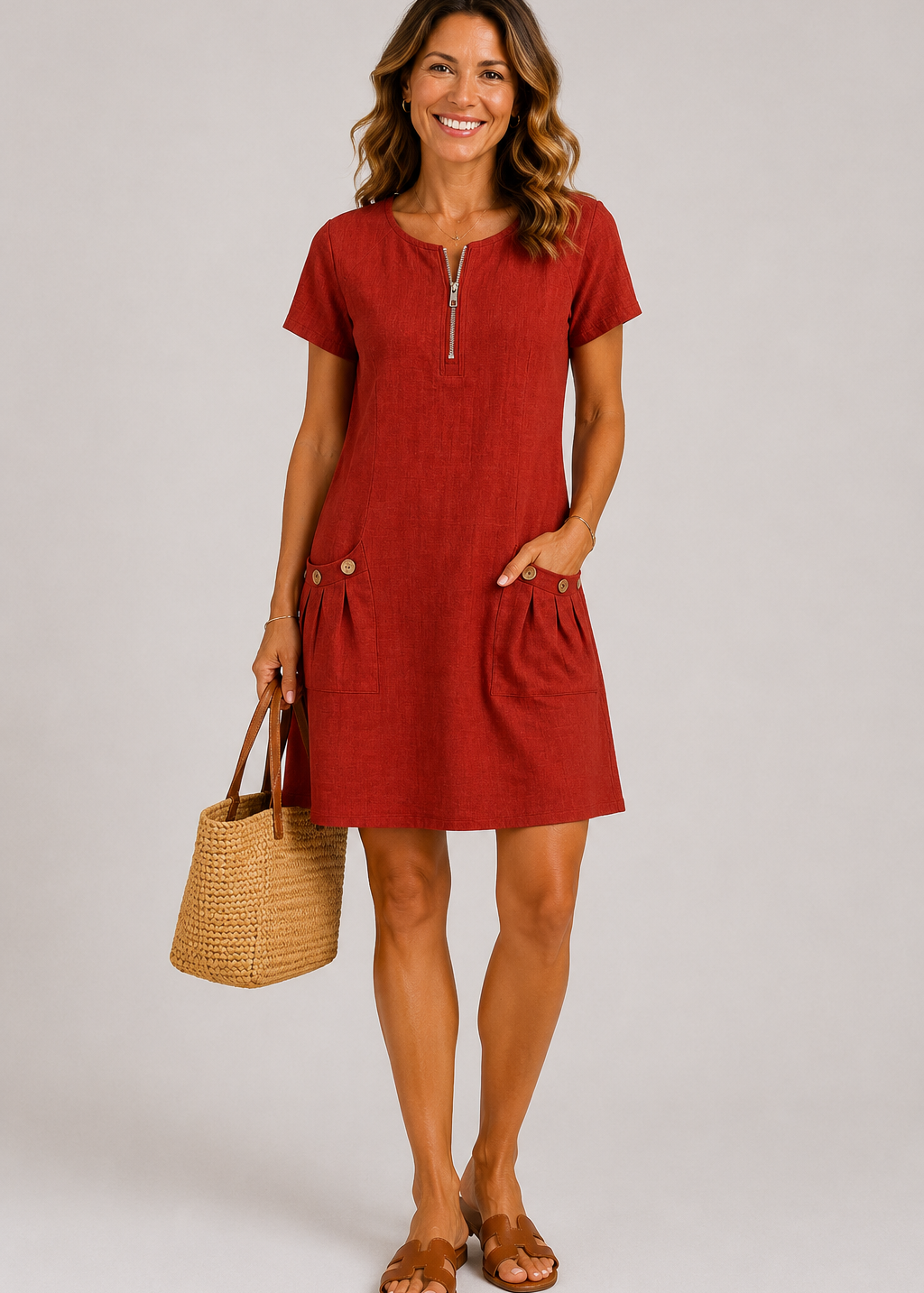 Vestido Mia em Linho e Algodão Colorido