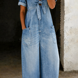 Maya | Macacão de denim com decote em V