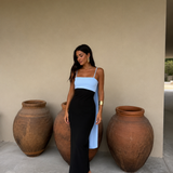 Joanna - Vestido em negro e azul
