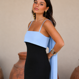 Joanna - Vestido em negro e azul