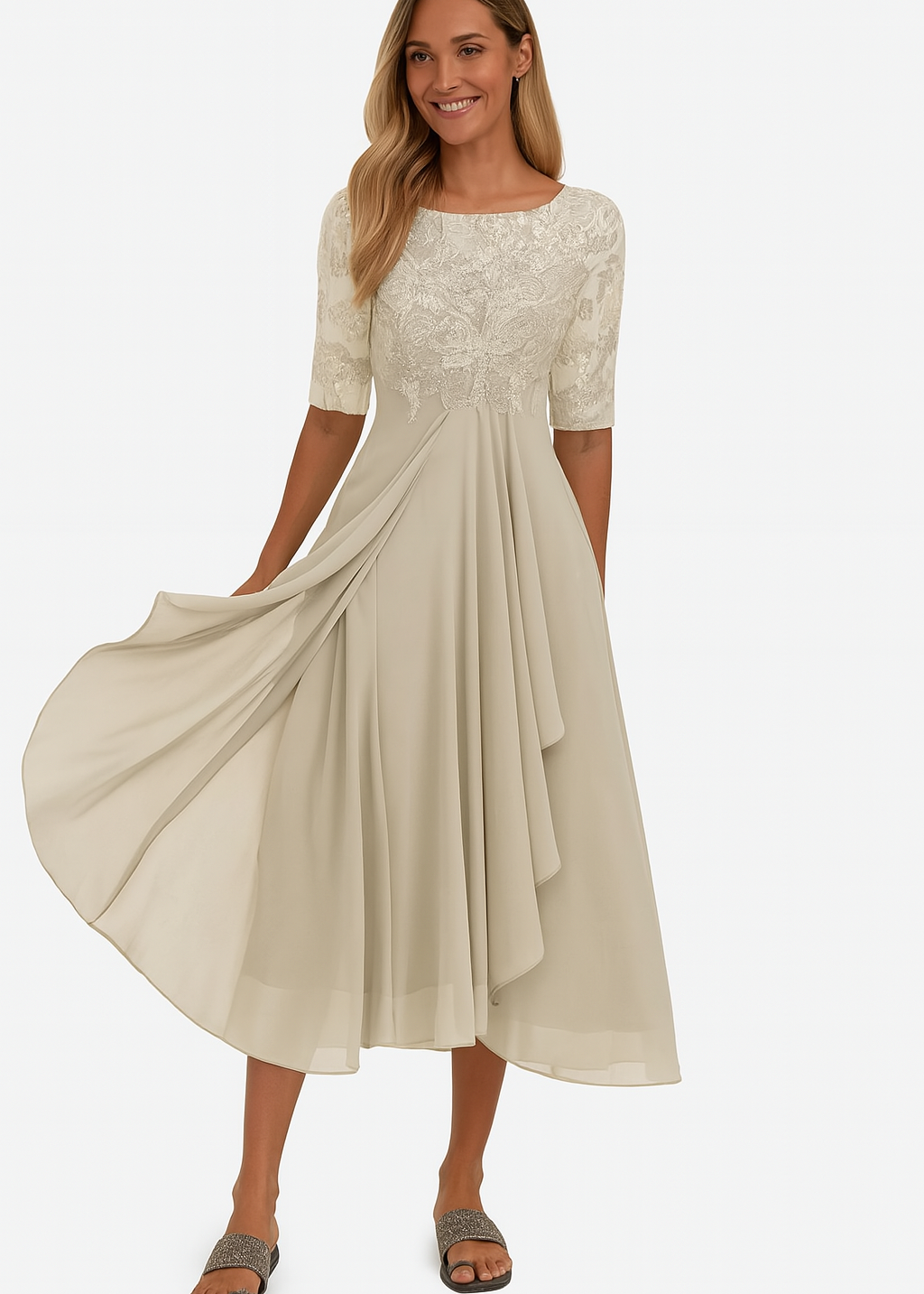 Valentina - Vestido Renda Manga 3/4