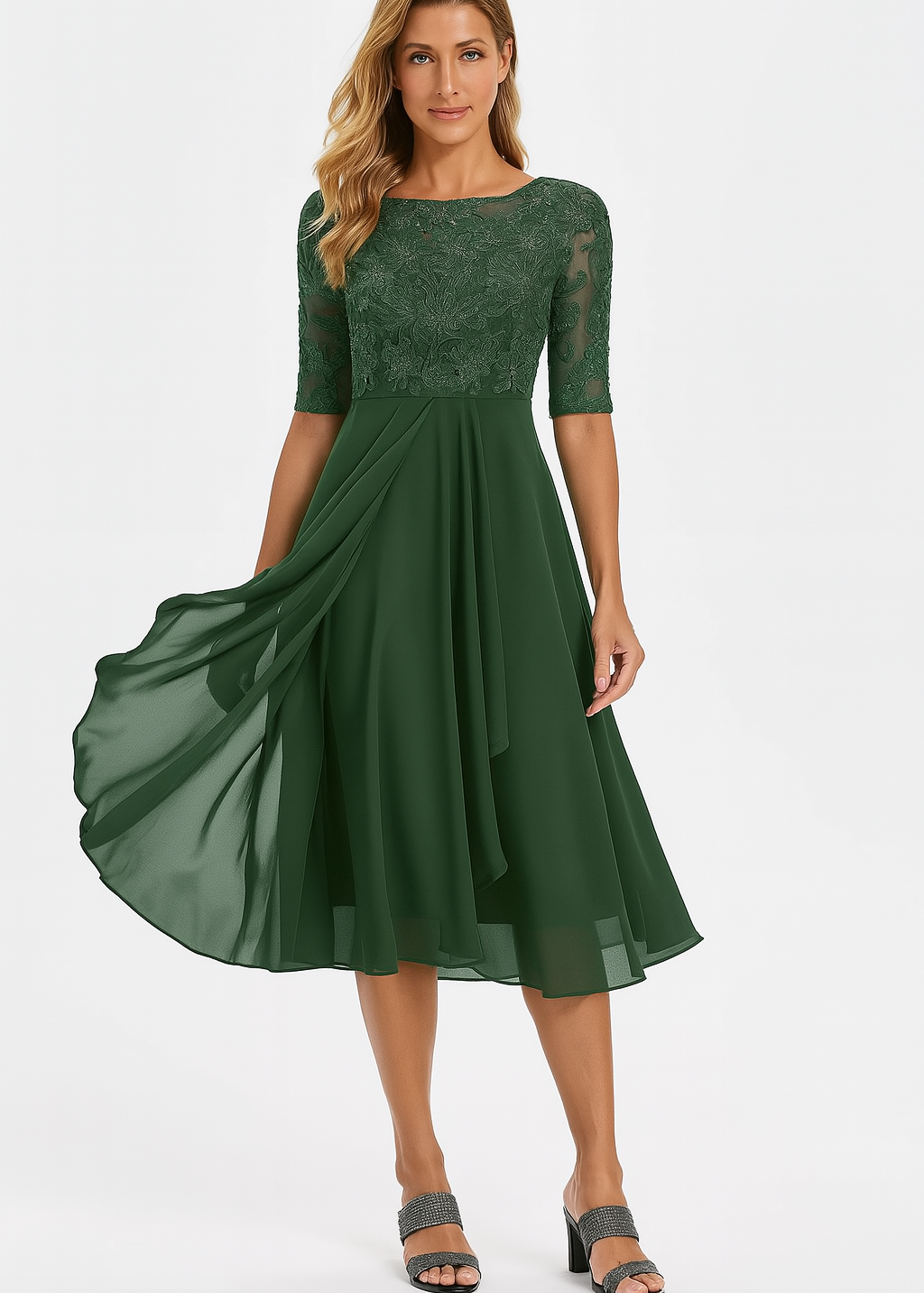 Valentina - Vestido Renda Manga 3/4