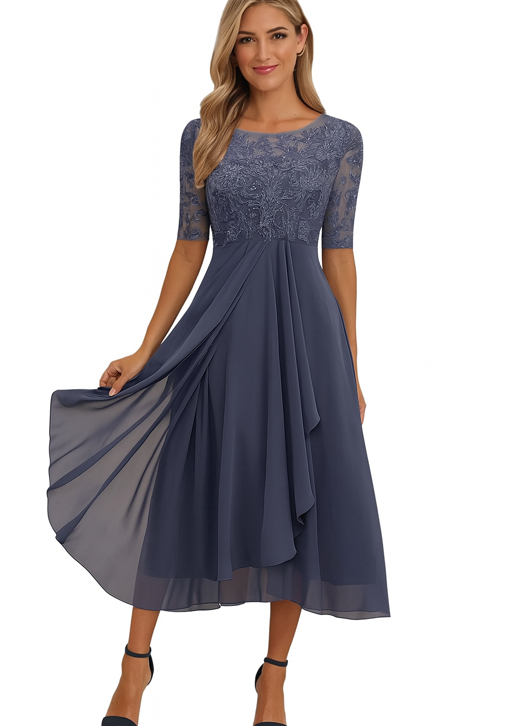 Valentina - Vestido Renda Manga 3/4