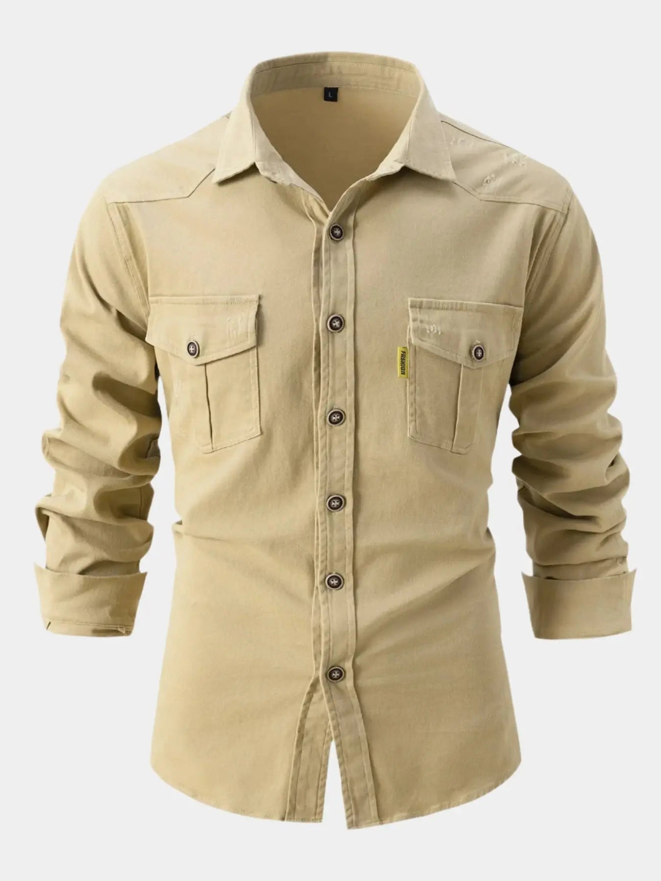 Camisa de Mistura de Denim - Botões