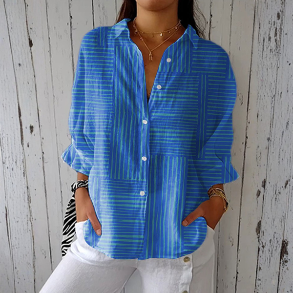 Clara - Blusa Listrada Azul Moderno
