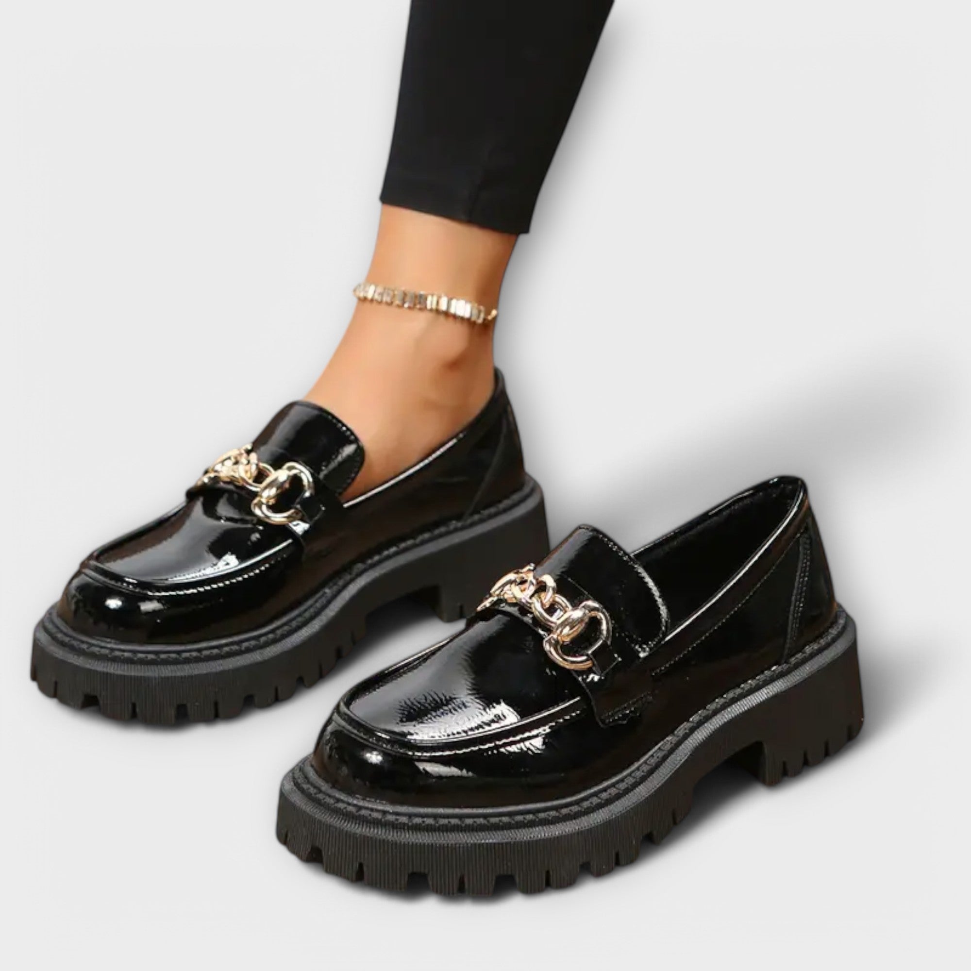 Lúcia - Mocassins de plataforma para mulher com fivela de fecho