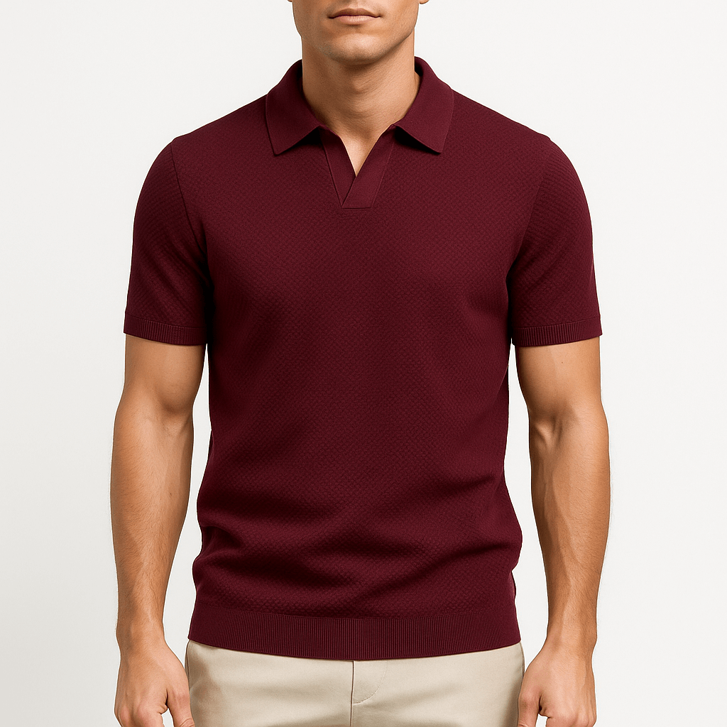 Camisa Polo em Poliéster - Texturada