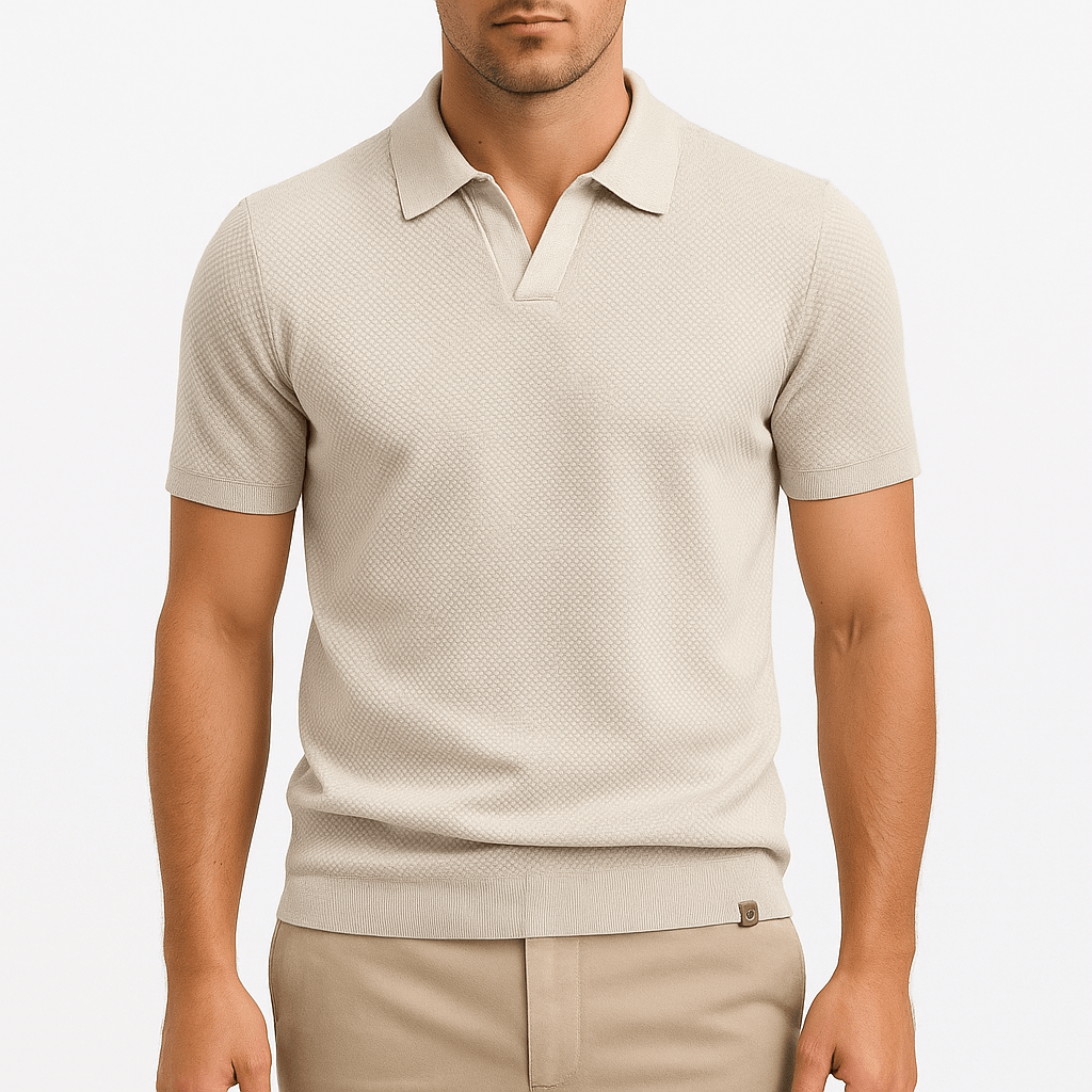 Camisa Polo em Poliéster - Texturada