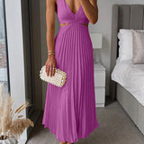 Valeria | Vestido maxi plisado de silhueta fluida