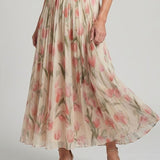 Aurora | Vestido Médio Floral com Decote Alto