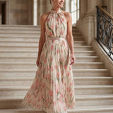 Aurora | Vestido Médio Floral com Decote Alto