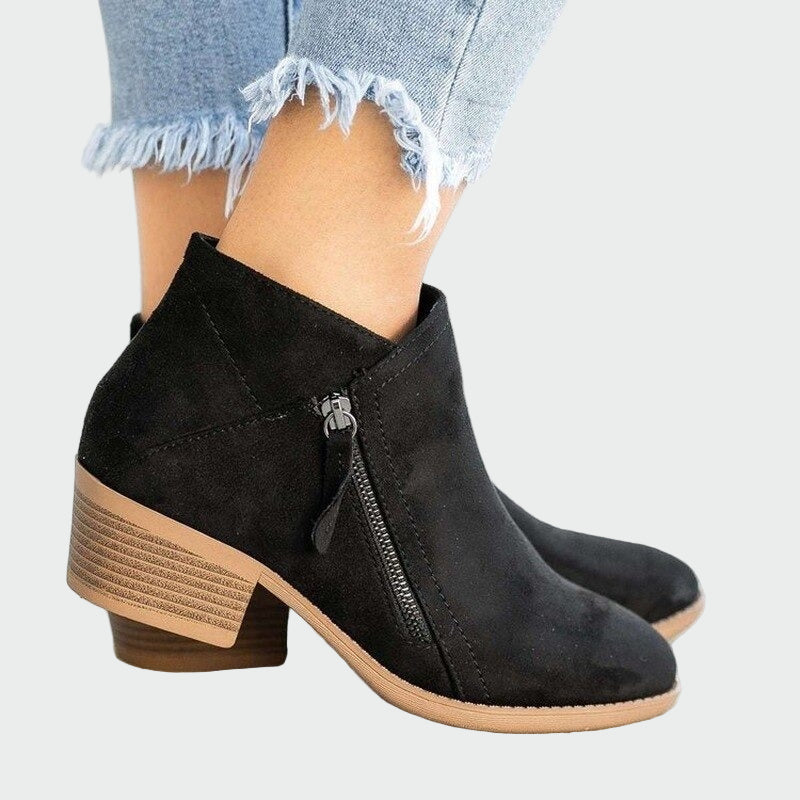 Botas de couro ortopédicas premium com salto para o inverno