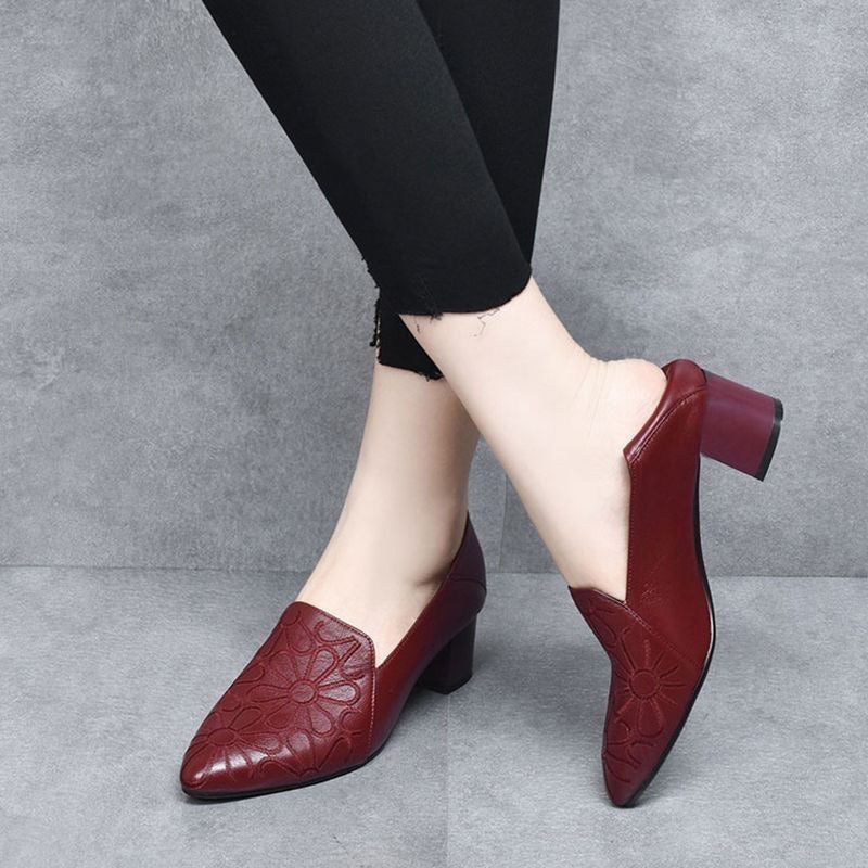 Olene - Sapatos de Salto em Pele Vegan com Bordado Suave