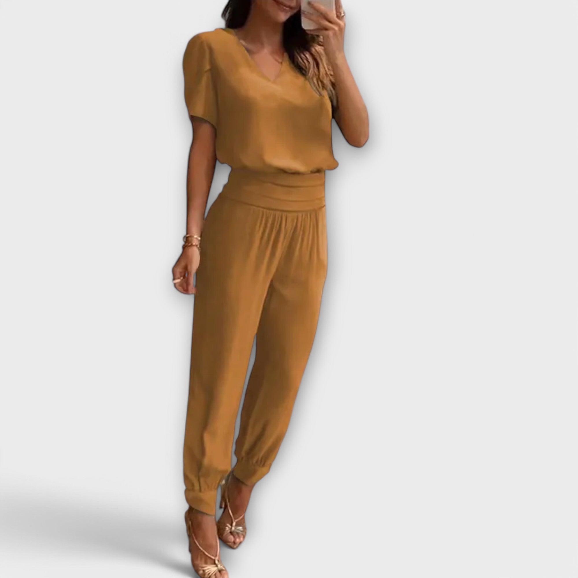 Irmelinda - Conjunto elegante camisola e calças