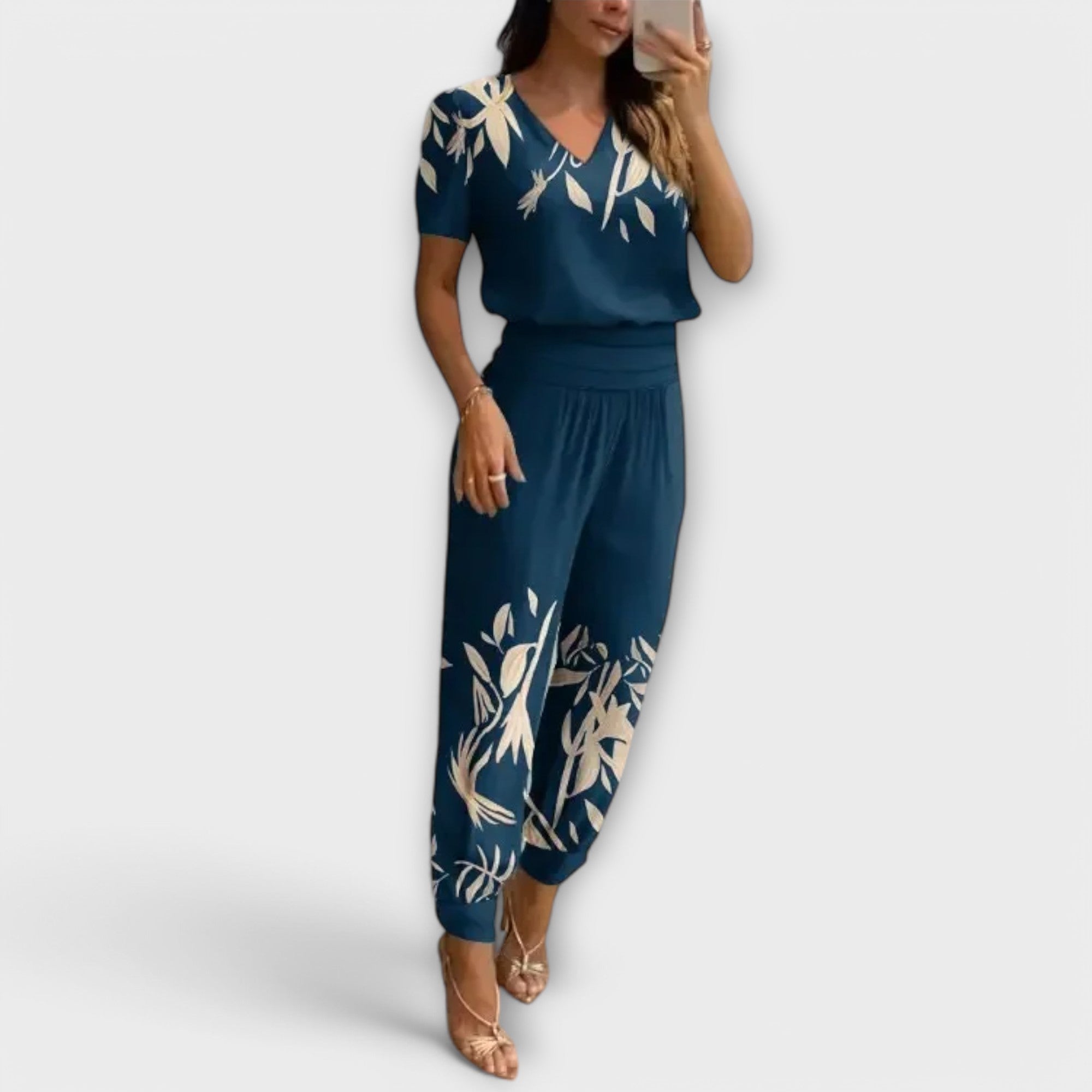 Irmelinda - Conjunto elegante camisola e calças