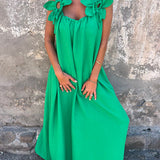 Kika | Vestido feminino de cor sólida com padrão floral