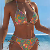 Biquíni halter estampado