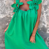 Kika | Vestido feminino de cor sólida com padrão floral